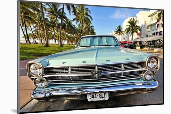 Ford Classic Car on Ocean Drive in the Art Deco District in South Miami Beach, Miami, Florida, USA-null-Mounted Art Print