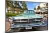 Ford Classic Car on Ocean Drive in the Art Deco District in South Miami Beach, Miami, Florida, USA-null-Mounted Art Print