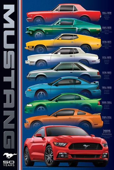 Ford: Mustang- 50 Years 9 Types-null-Lamina Framed Poster