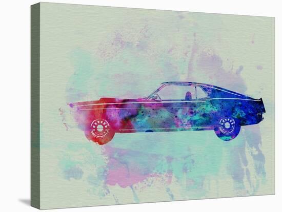 Ford Mustang Watercolor 1-NaxArt-Stretched Canvas
