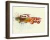 Ford Mustang Watercolor-NaxArt-Framed Art Print