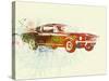 Ford Mustang Watercolor-NaxArt-Stretched Canvas