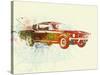 Ford Mustang Watercolor-NaxArt-Stretched Canvas