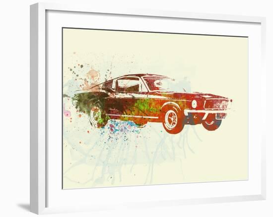 Ford Mustang Watercolor-NaxArt-Framed Art Print