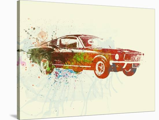 Ford Mustang Watercolor-NaxArt-Stretched Canvas