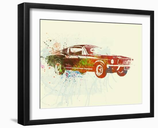 Ford Mustang Watercolor-NaxArt-Framed Art Print