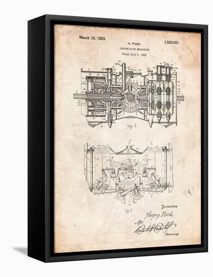 Ford Railcar Transmission Gearing 1925 Patent Print-Cole Borders-Framed Stretched Canvas