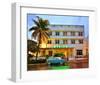 Ford Thunderbird Classic Car in front of the Avalon Hotel, Ocean Drive-null-Framed Art Print