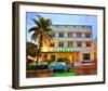 Ford Thunderbird Classic Car in front of the Avalon Hotel, Ocean Drive-null-Framed Art Print