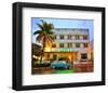 Ford Thunderbird Classic Car in front of the Avalon Hotel, Ocean Drive-null-Framed Art Print