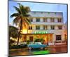 Ford Thunderbird Classic Car in front of the Avalon Hotel, Ocean Drive-null-Mounted Art Print