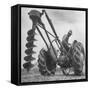 Ford Tractor with Posthole Digger Attachment-Loomis Dean-Framed Stretched Canvas