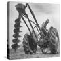 Ford Tractor with Posthole Digger Attachment-Loomis Dean-Stretched Canvas