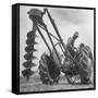 Ford Tractor with Posthole Digger Attachment-Loomis Dean-Framed Stretched Canvas