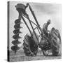 Ford Tractor with Posthole Digger Attachment-Loomis Dean-Stretched Canvas