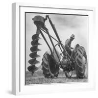 Ford Tractor with Posthole Digger Attachment-Loomis Dean-Framed Photographic Print