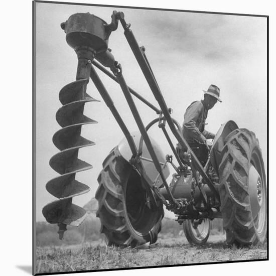 Ford Tractor with Posthole Digger Attachment-Loomis Dean-Mounted Photographic Print