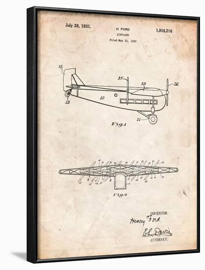 Ford Tri-Motor Airplane "The Tin Goose" Patent-Cole Borders-Framed Art Print