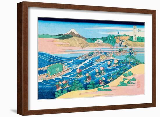 Fording the River-Katsushika Hokusai-Framed Art Print