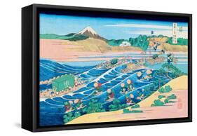 Fording the River-Katsushika Hokusai-Framed Stretched Canvas