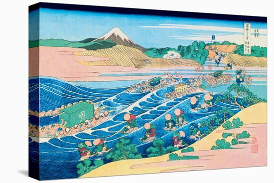 Fording the River-Katsushika Hokusai-Stretched Canvas