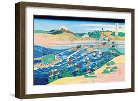 Fording the River-Katsushika Hokusai-Framed Art Print