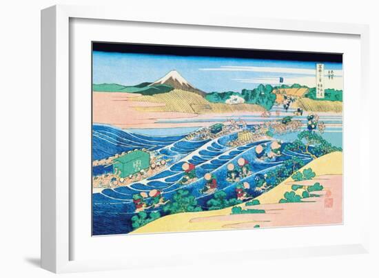 Fording the River-Katsushika Hokusai-Framed Art Print