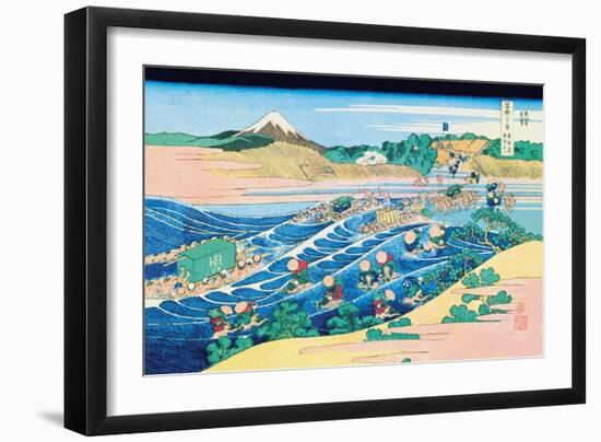Fording the River-Katsushika Hokusai-Framed Premium Giclee Print