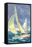 Fore-Deck Man, Yacht Racing-null-Framed Stretched Canvas