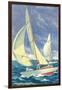 Foredeck Man in Sailing Race, San Diego, California-null-Framed Art Print