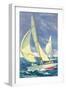 Foredeck Man in Sailing Race, San Diego, California-null-Framed Art Print