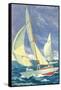Foredeck Man in Sailing Race, San Diego, California-null-Framed Stretched Canvas