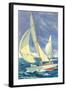 Foredeck Man in Sailing Race, San Diego, California-null-Framed Art Print