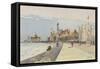 Foreign Buildings Along the Shore-null-Framed Stretched Canvas