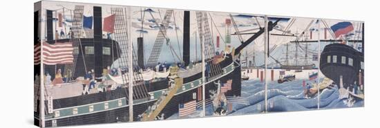 Foreign Ships at Yokohama-Gountei Sadahide-Stretched Canvas