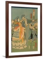 Foreign Sightseers in Famous Spots of Edo - Ryo?Goku Bridge-Sadahide Utagawa-Framed Art Print