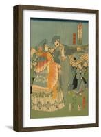 Foreign Sightseers in Famous Spots of Edo - Ryo?Goku Bridge-Sadahide Utagawa-Framed Art Print