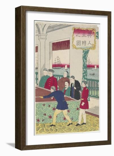 Foreigners at Billiard Game, Late 19th Century-Hiroshige III-Framed Premium Giclee Print