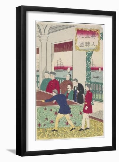 Foreigners at Billiard Game, Late 19th Century-Hiroshige III-Framed Premium Giclee Print