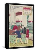 Foreigners at Billiard Game, Late 19th Century-Hiroshige III-Framed Stretched Canvas