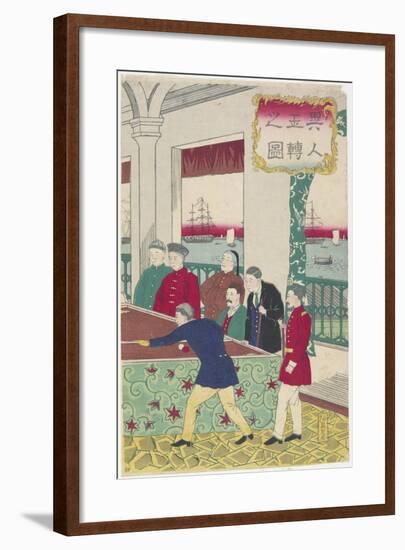 Foreigners at Billiard Game, Late 19th Century-Hiroshige III-Framed Giclee Print