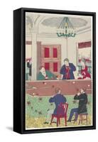 Foreigners at Billiard Game, Late 19th Century-Hiroshige III-Framed Stretched Canvas