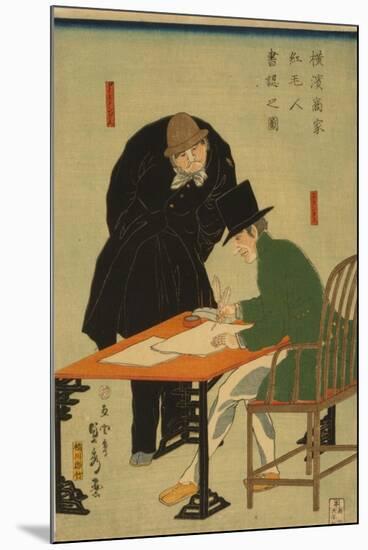 Foreigners in Yokohama Draw Up Contract In Mercantile House, 1861-Utagawa Sadahide-Mounted Premium Giclee Print