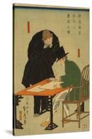 Foreigners in Yokohama Draw Up Contract In Mercantile House, 1861-Utagawa Sadahide-Stretched Canvas
