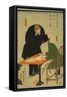 Foreigners in Yokohama Draw Up Contract In Mercantile House, 1861-Utagawa Sadahide-Framed Stretched Canvas