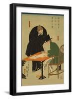 Foreigners in Yokohama Draw Up Contract in Mercantile House-Sadahide Utagawa-Framed Art Print
