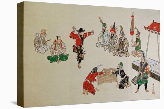 Foreigners Playing Sumo-Kyosai Kawanabe-Stretched Canvas