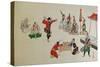 Foreigners Playing Sumo-Kyosai Kawanabe-Stretched Canvas