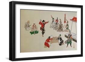 Foreigners Playing Sumo-Kyosai Kawanabe-Framed Giclee Print