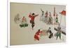 Foreigners Playing Sumo-Kyosai Kawanabe-Framed Giclee Print